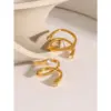 Wholesale 304 Stainless Steel Solid Color PVD Coated 18K Real Gold Plated Simple Style Classic Style Open Rings