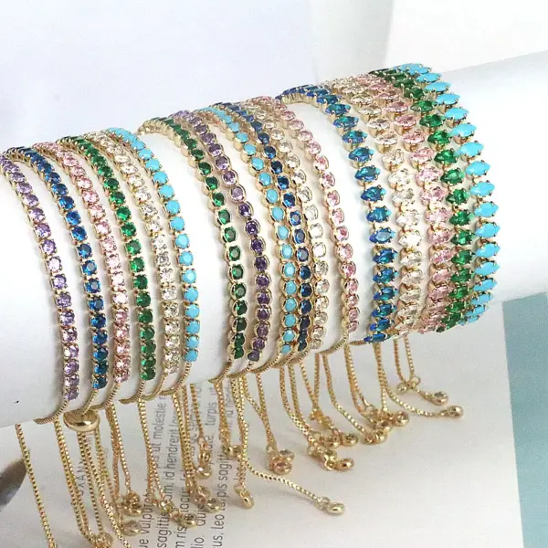 Wholesale Fashion Square Copper Gold Plated Zircon Bracelets In Bulk