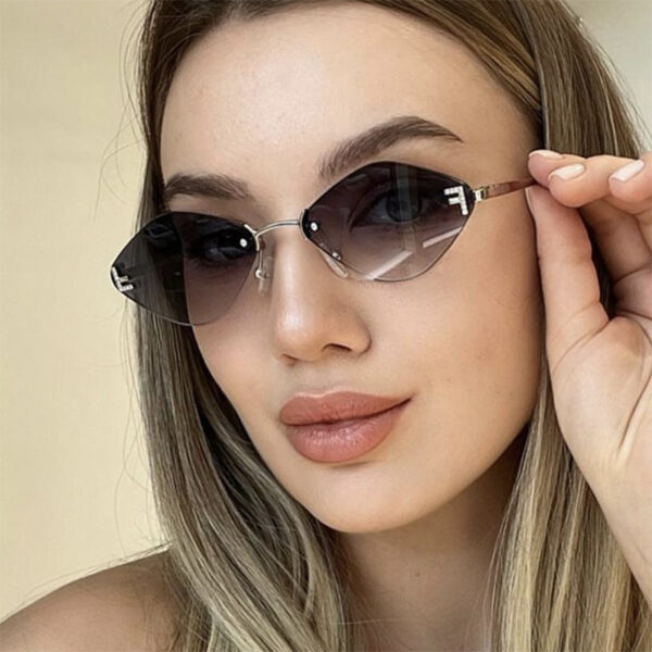 Wholesale Rimless Diamond Sunglasses Letter F Women's High-end Elegant Sunglasses Cross-border European and American Fashion Sunglasses Sun Protection