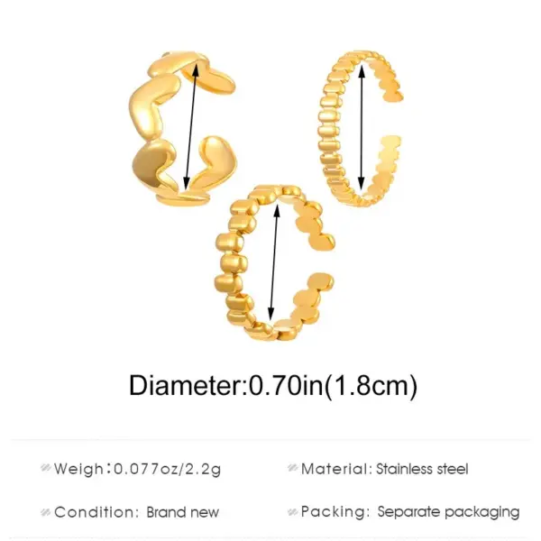 Wholesale Jewelry Simple Style Classic Style Commute Geometric 304 Stainless Steel 18K Gold Plated Open Rings