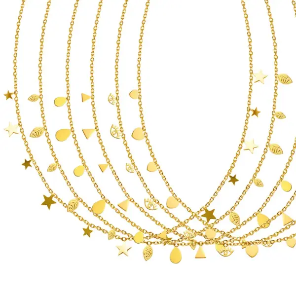 Wholesale PVD Coated Real Gold Plated 18K Gold Geometric 304 Stainless Steel Fashion Waterproof Non Tarnish 304 Stainless Steel Necklace