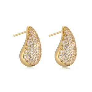 Golden Water Drop Full Diamond 1 Pair