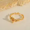 Wholesale Jewelry Cute Sweet Heart Shape Flower Copper Zircon 14K Gold Plated Inlay Open Rings