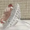 Wholesale New Large Oval Gemstone Ring Women's Copper Silver-plated Micro-set Zircon Ring