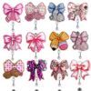 Wholesale New Flash Point Acrylic Creative Bow Doctor Nurse Student ID Easy Pull Buckle Telescopic Badge Clip