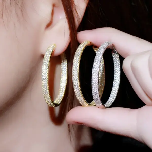 1 Pair Vintage Style Circle Solid Color Plating Inlay Copper Zircon Gold Plated Hoop Earrings