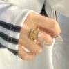 Wholesale Minimalist plain ring horse eye zircon ring women's simple all-match food finger ring thickened 18K plated adjustable ring