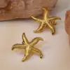 1 Pair Beach Streetwear Starfish 304 Stainless Steel Imitation Gold Electroplating Ear Studs