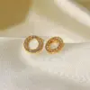 PVD Coated Real Gold Plated Round 304 Stainless Steel Simple Style Waterproof Non Tarnish 304 Stainless Steel Earrings