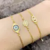 Wholesale Fashion Devil's Eye Copper 18k Gold Plated Zircon Bracelets In Bulk