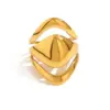 Wholesale PVD Coated 18K Gold Real Gold Plated Geometric 304 Stainless Steel Vacation French Style Waterproof Non Tarnish Open Rings