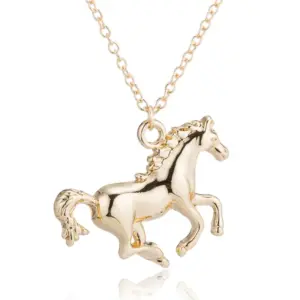 Wholesale Fashion Korean Style Horse Copper Plating Gold Plated Silver Plated Pendant Necklace