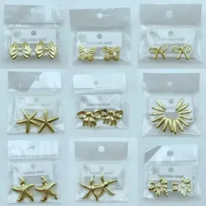 Style Oversized Floral And Leaf Earrings Stainless Steel Unique Design Geometric Pattern Unisex Hoops