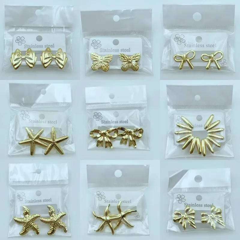 Wholesale Style Oversized Floral And Leaf Earrings Stainless Steel Unique Design Geometric Pattern Unisex Hoops
