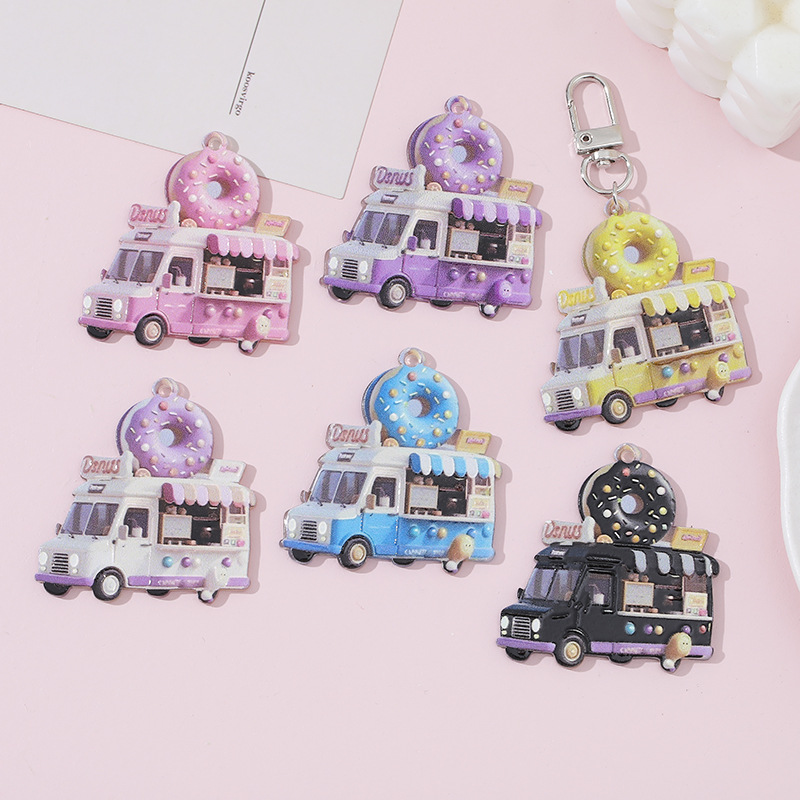Wholesale Cute little car donut pendant, DIY phone chain, keychain