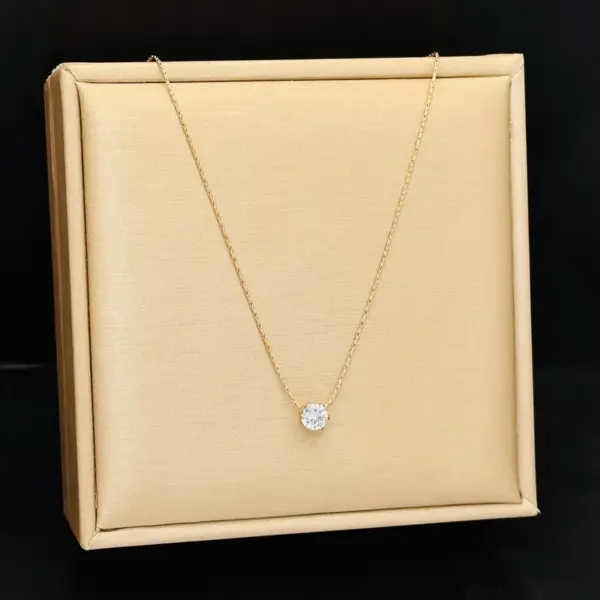 Wholesale Jewelry Elegant Wedding Simple Style Geometric Titanium Steel Zircon Inlay Pendant Necklace
