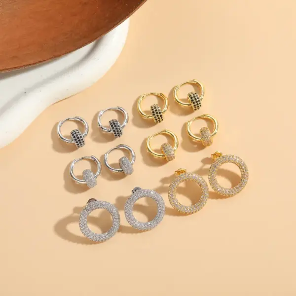 Wholesale 1 Pair Ig Style Circle Plating Inlay Copper Zircon 14k Gold Plated Earrings
