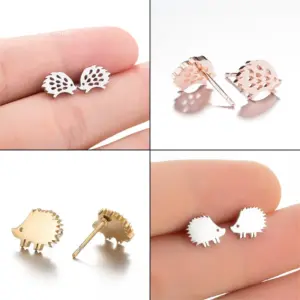 PVD Coated 18K Gold Real Gold Plated Hedgehog 304 Stainless Steel Fashion Waterproof Non Tarnish Ear Studs