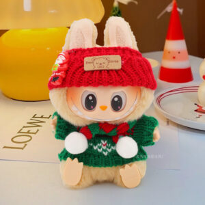 Rx278 christmas set [red hat + green pattern sweater + red and green scarf three-piece set (doll not included)