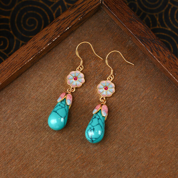 oly-623ce6b32c698e0172af25b4aed899d7 Wholesale Enamel Drop Turquoise Earrings
