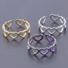 Wholesale PVD Coated Real Gold Plated 18K Gold Heart Shape 304 Stainless Steel Simple Style Waterproof Non Tarnish Rings