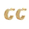 Wholesale PVD Coated 18K Gold Real Gold Plated C Shape 201 Stainless Steel Fashion Waterproof Non Tarnish Ear Studs