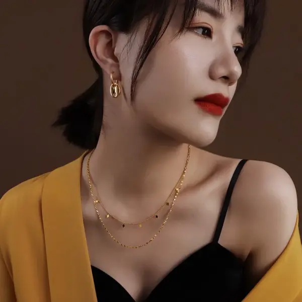 PVD Coated Real Gold Plated 18K Gold Geometric 304 Stainless Steel Waterproof Non Tarnish 304 Stainless Steel Necklace