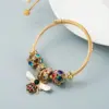 Wholesale Fashion Circle 304 Stainless Steel Alloy Gold Plated Rhinestones Bracelets In Bulk
