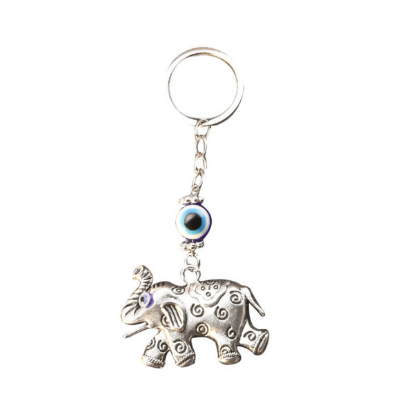Wholesale Cross-border Retro Ethnic Style Diamond-encrusted Elephant Keychain Turkey Blue Eyes Devil Eye Pendant Bag Accessories