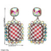 Wholesale Diamond-encrusted checkered earrings, women's alloy square stud earrings