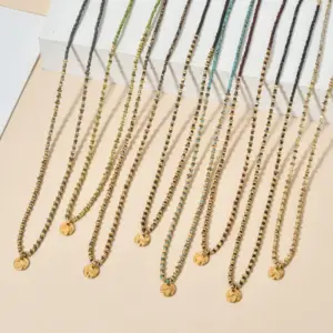Wholesale Casual Geometric Stainless Steel Seed Bead Irregular Plating Pendant Necklace