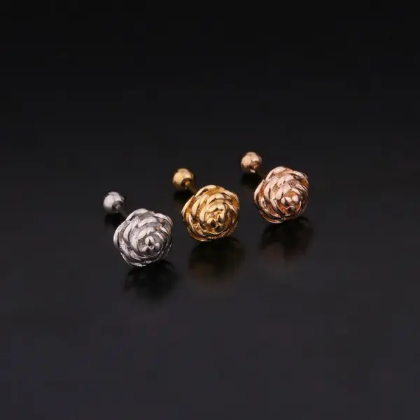 Ear Cartilage Rings & Studs Flower 316L Stainless Steel Copper Waterproof Non Tarnish Surgical Steel Zircon