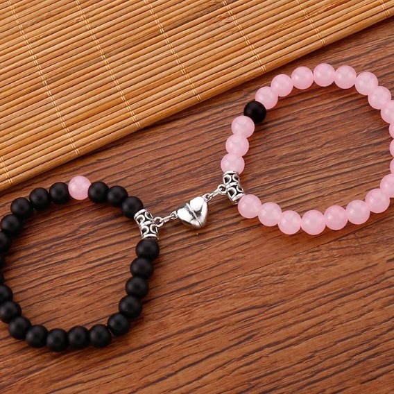 Wholesale Heart-to-Heart Couple Bracelet Female Niche Design Sense Ins Attrite Trendy Bracelet Set Cross-Border Trendy Jewelry