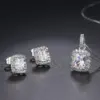 Wholesale Copper Inlay Square Zircon Bracelets Earrings Necklace