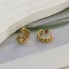 Wholesale 304 Stainless Steel C Shape Electroplated 18K Gold Plated Simple Style Ear Studs