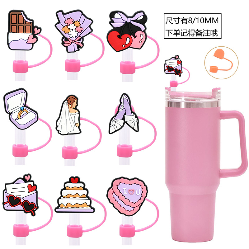 Wholesale Random 8/10M Valentine's Day dust plug straw aessories