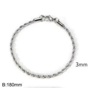 Steel Color (Width 3mm) / Bracelet 7 Inches (Length 18cm)