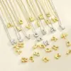Wholesale Versatile Titanium Steel Bubble Letter Necklace 26 Pieces 18K Gold Simple Pendant Factory Polished Pattern Unisex Jewelry