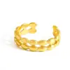 Wholesale Luxury Niche Design 18K Gold Plated Stainless Steel Shell Heart Open Ring Casual Everyday Date Selfie Festive Gold Color Women's