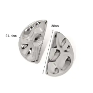 【XKE0270】Hammered Half Circle Earrings / Steel Color