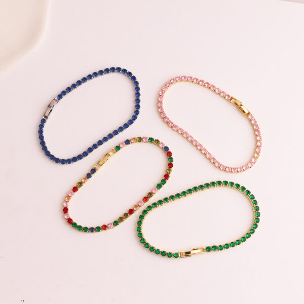 Wholesale European and American Fashion Simple Personality Bracelet Cross-border New Color Zircon Bracelet Internet Celebrity Temperament Design Feeling Bracelet