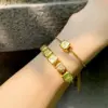 Wholesale Fashion Letter Copper 18k Gold Plated Artificial Gemstones Bracelets In Bulk