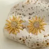 Wholesale PVD Coated Real Gold Plated 18K Gold Sun 304 Stainless Steel Cute Luxurious Romantic Waterproof Non Tarnish Rings Ear Studs