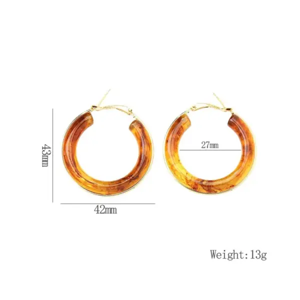 Wholesale 1 Pair Retro Exaggerated Circle Round Plating 304 Stainless Steel Arylic Resin 18K Gold Plated Hoop Earrings
