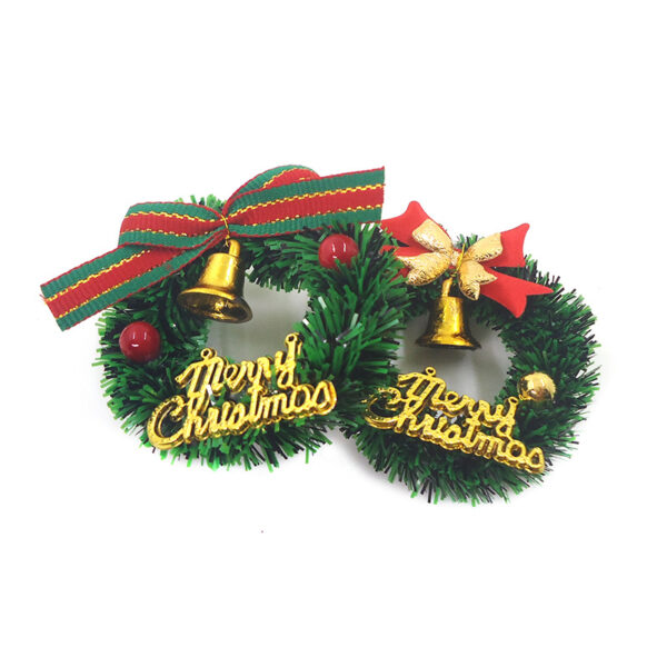 Wholesale 1:12 dollhouse accessories mini Christmas wreath with Bell shiny model simulation Christmas decoration scene