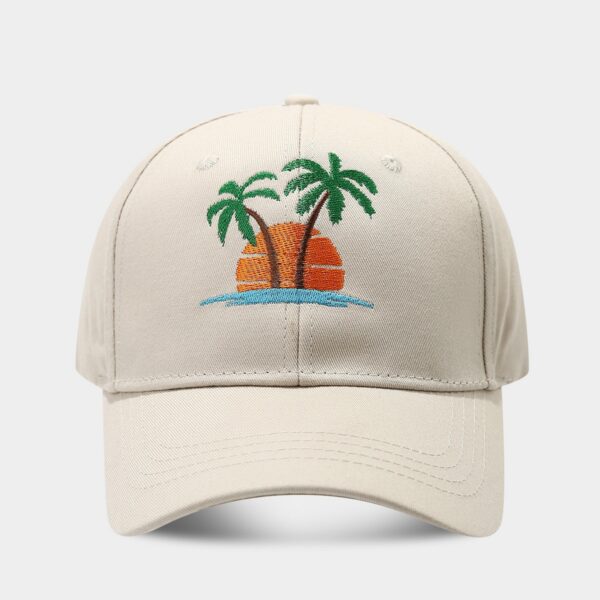 Wholesale New Seaside Coconut Tree Embroidered Hard Top Cap Women's Beach Sun Protection Sun Hat Amazon Hot Selling Baseball Cap Men