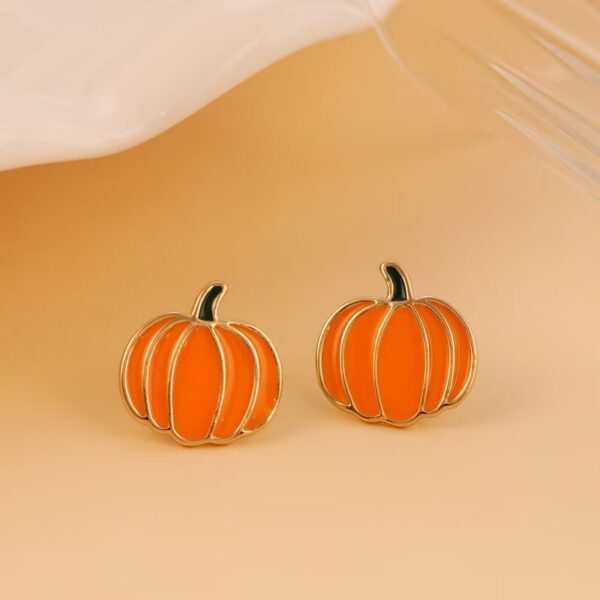 Wholesale Cross-border Hot New Orange Pumpkin Halloween Ear Needle Simple Niche Halloween Oil Drop Earrings Earrings Fun