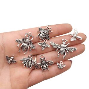 Wholesale DIY Retro Alloy Xizang Silver Bee Pendant Pendant Necklace Bracelet Accessories Jewelry Set Cartoon Accessories