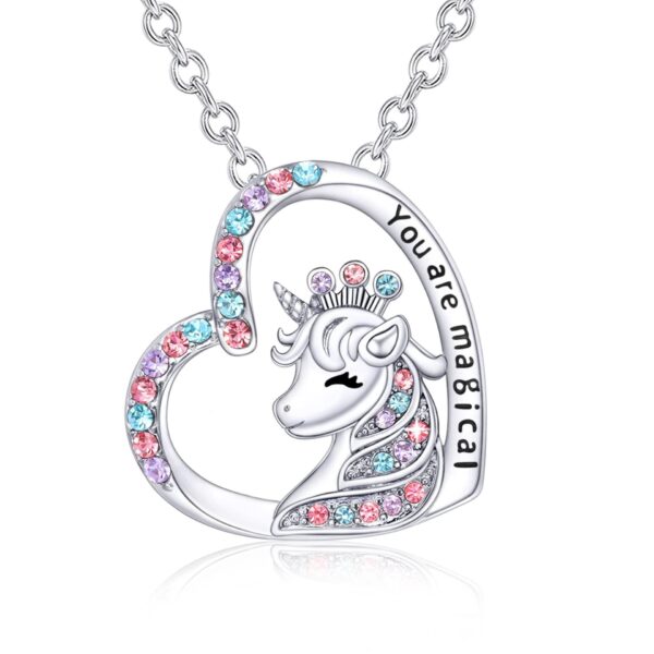 Wholesale Crown Unicorn Heart Necklace