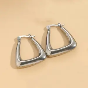 Triangle Hollow Earrings / Steel Color
